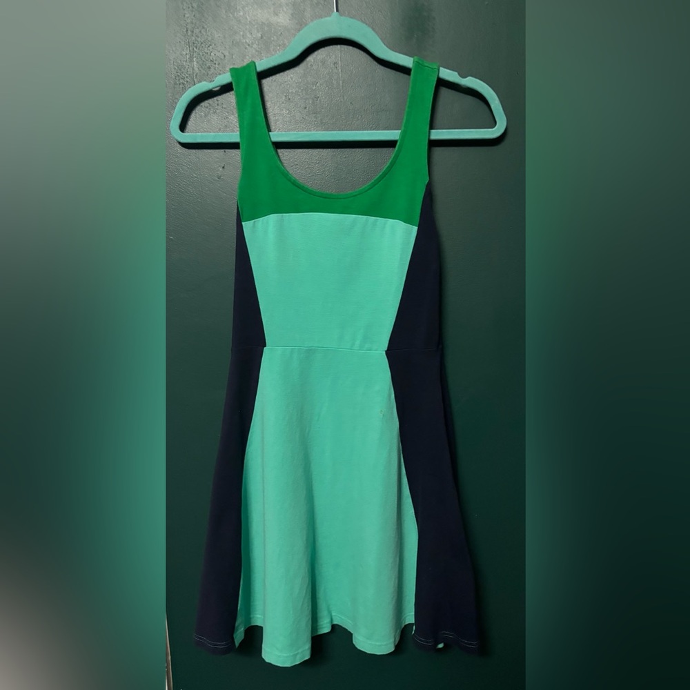 Green and Black Colorblock Dress